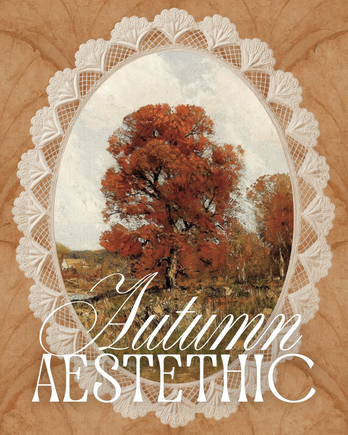 Autumn aesthetic wallpapers and printable wall art featuring pumpkins, fall leaves, cozy cottages, and seasonal artwork.