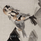 Three Birds Palm Branch Wall Art Print Digital Download (Japanese Ink Painting Nature Decor)