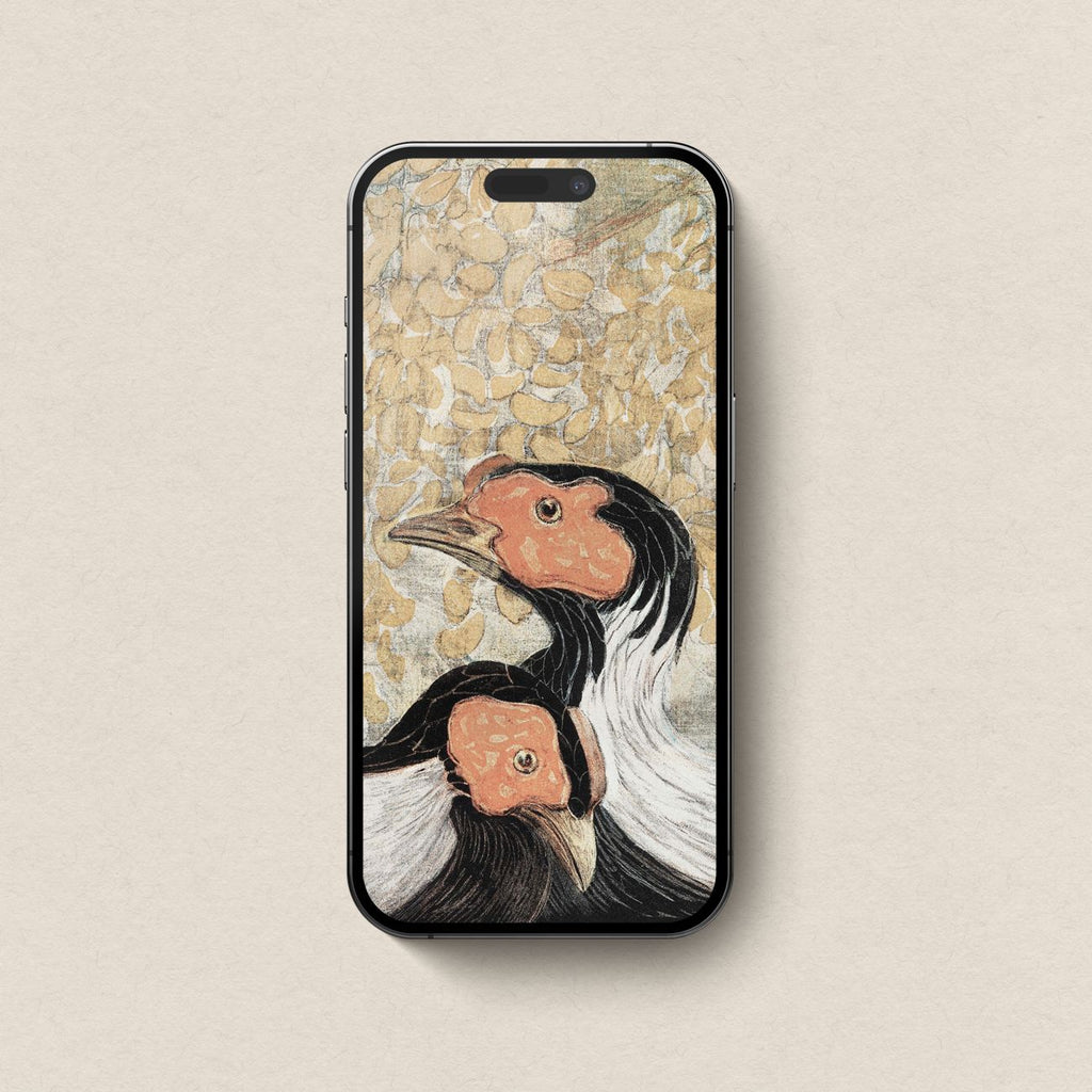 19th-Century French Bird iPhone & iPad Wallpaper Set – Antique Farmhouse Tapestry Aesthetic (Digital Download)