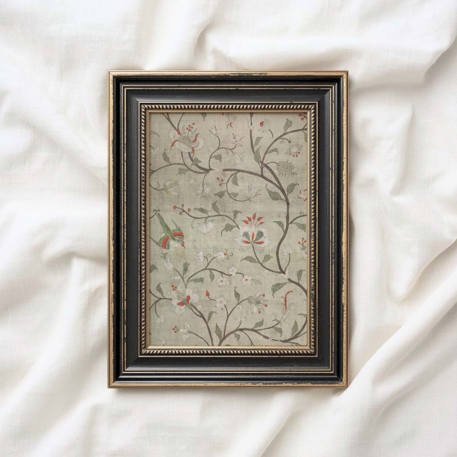 Vintage Botanical Tapestry Wall Art Printable – Cottagecore Floral Vine Design (Digital Download)
