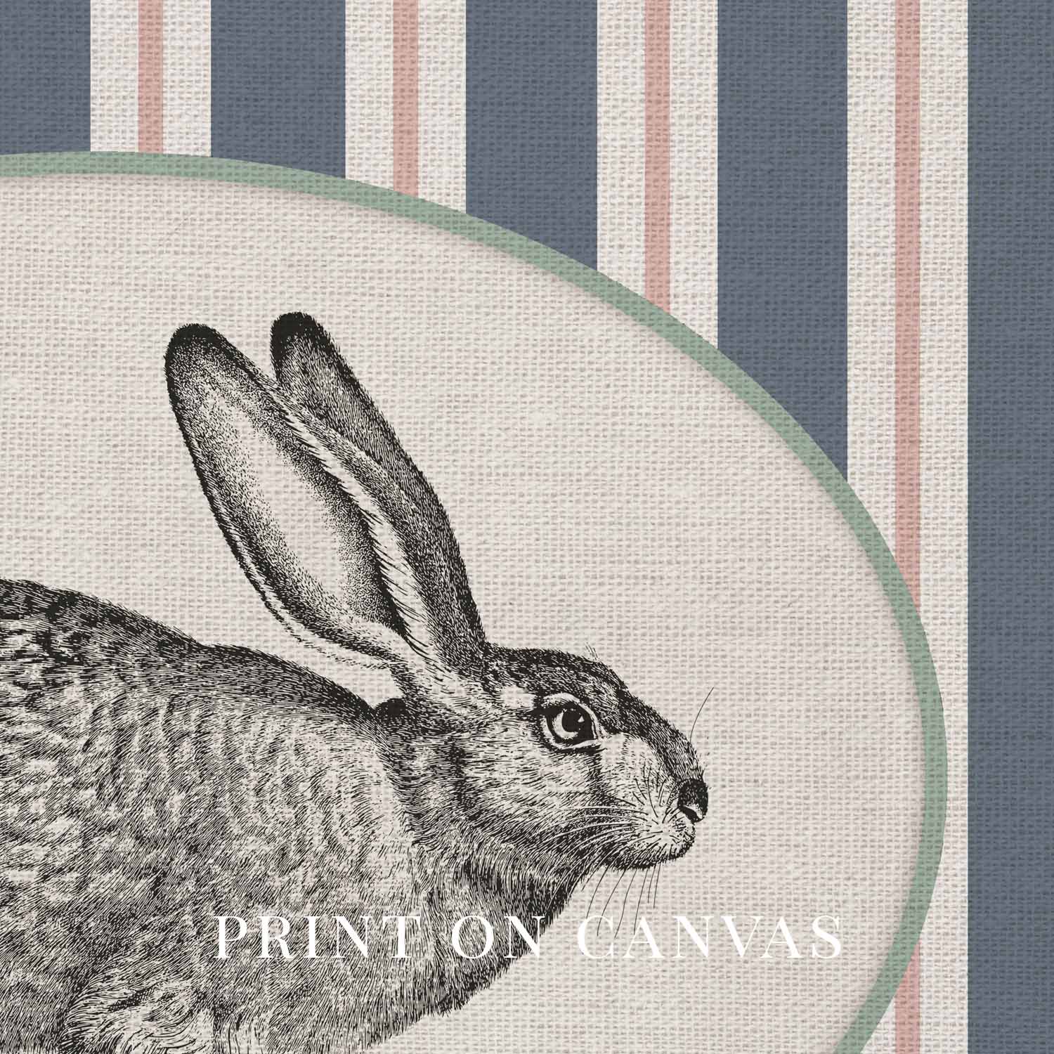 Rabbit Nursery Wall Art Printable (Digital Download) — Vintage Circus Striped Storybook Decor