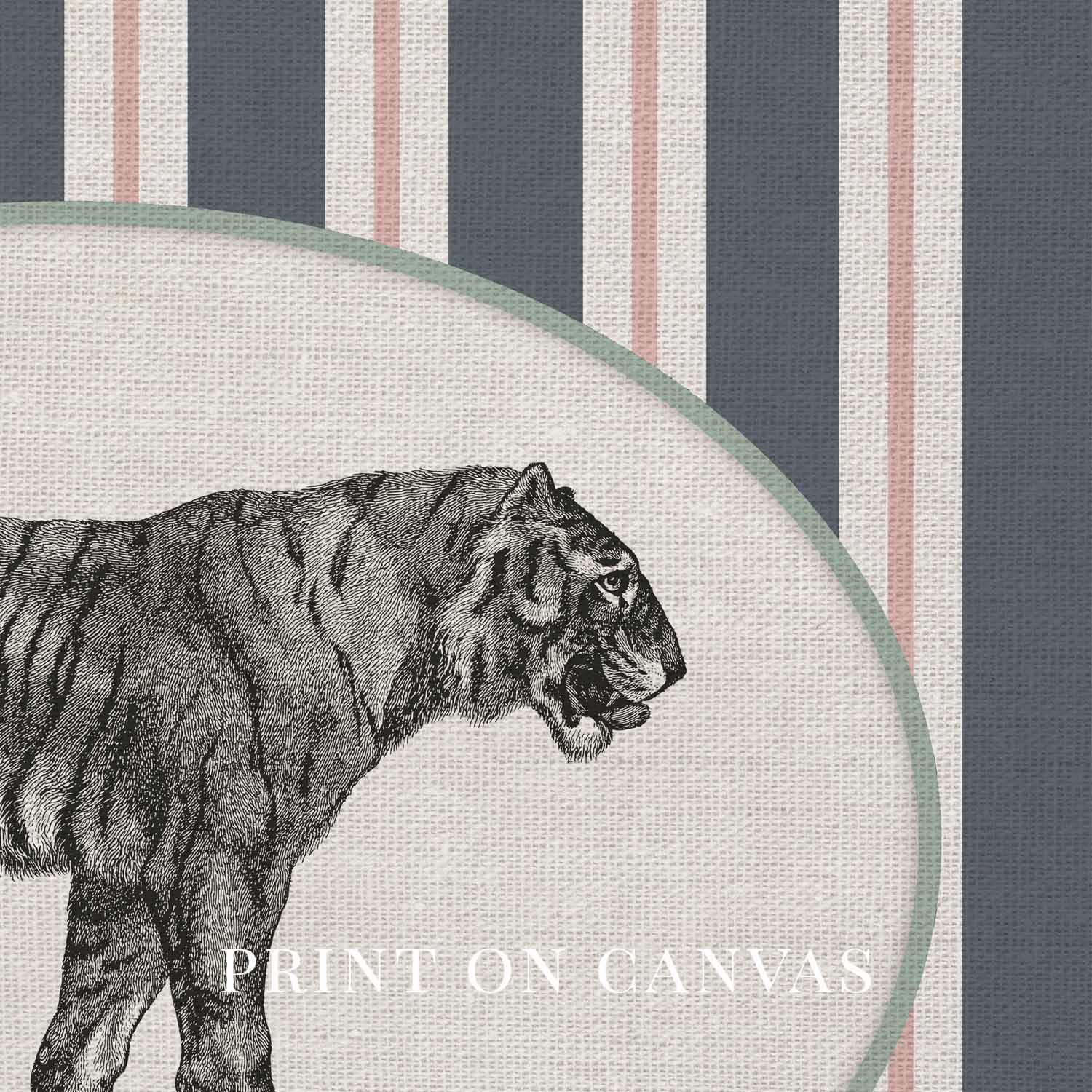 Tiger Nursery Wall Art Printable (Digital Download) — Vintage Circus Striped Storybook Decor