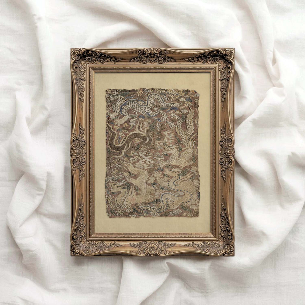 Antique Chinese Dragon Wall Art Printable – Vintage Mythical Tapestry Print (Digital Download)