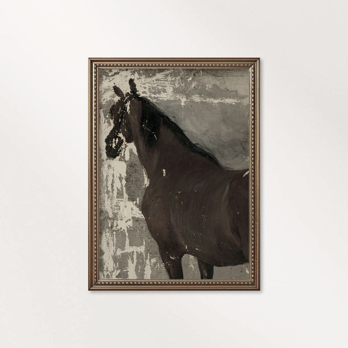 Rustic Equestrian Horse Wall Art Printable (Vintage Brown & Beige Farmhouse Portrait Decor)