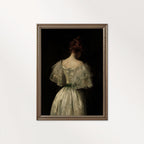 Victorian Bridal Portrait Wall Art Print – Dark Academia Back View Bride Oil Painting (Digital Download)