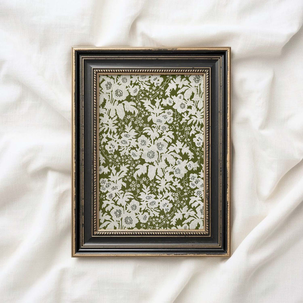 Cottage Fern Botanical Wall Art Printable – Vintage Green Floral Tapestry Print (Digital Download)