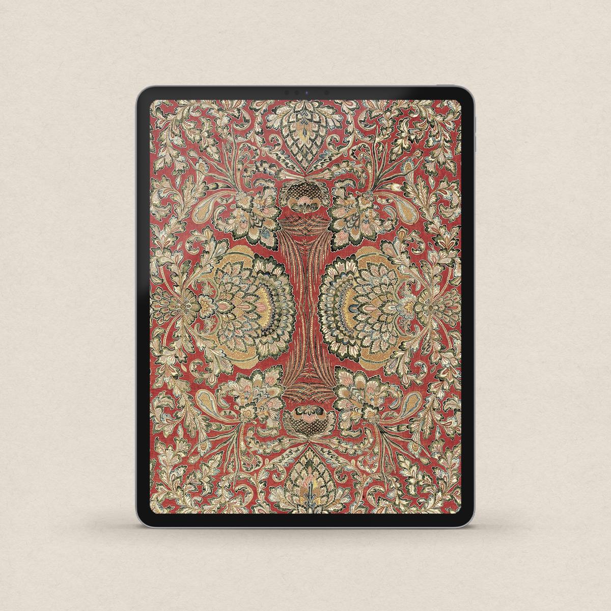 Crimson and Gold French Floral iPhone & iPad Wallpaper Set (Digital Download)