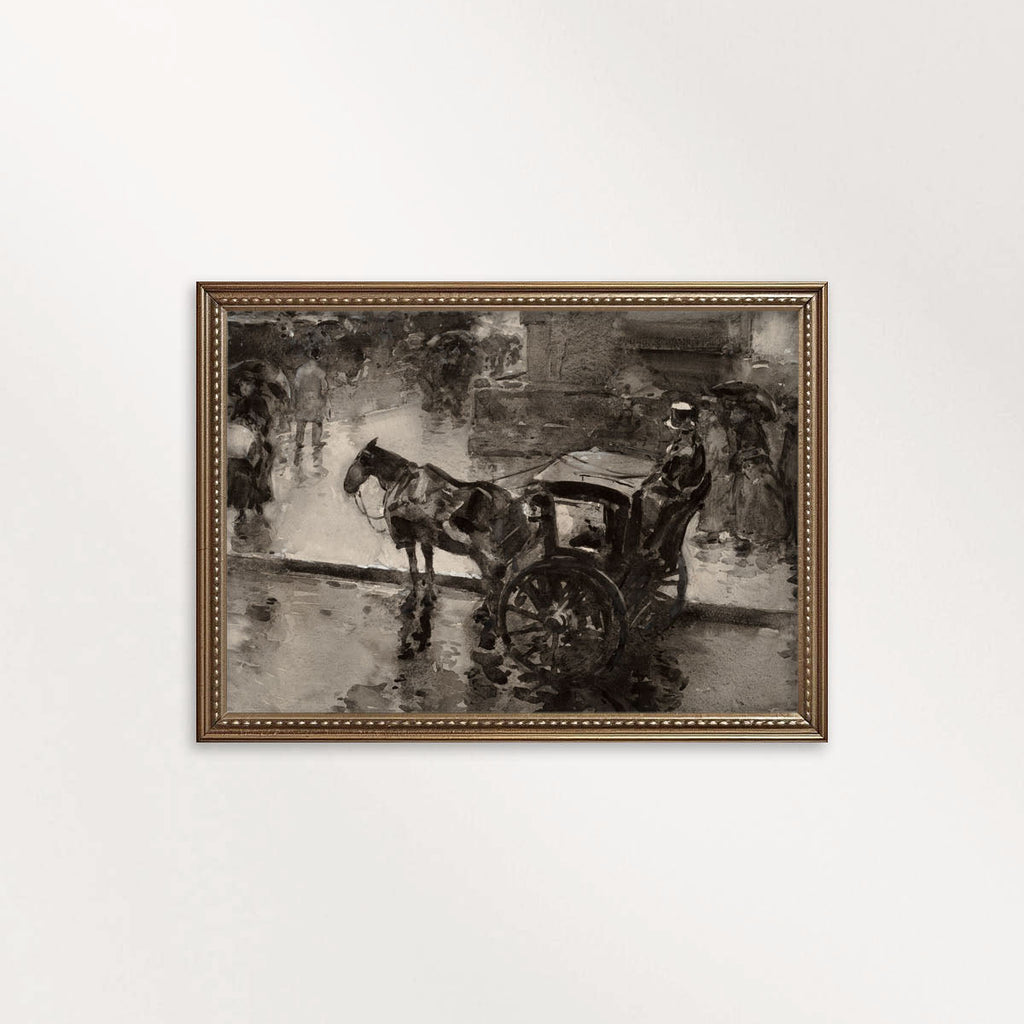 Moody Victorian London Horse and Carriage Wall Art Printable – Vintage Cityscape Print (Dark Academia)