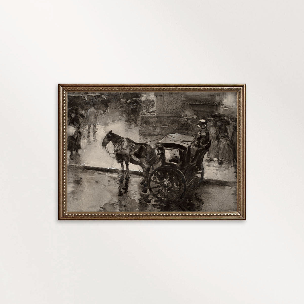 Moody Victorian London Horse and Carriage Wall Art Printable – Vintage Cityscape Print (Dark Academia)