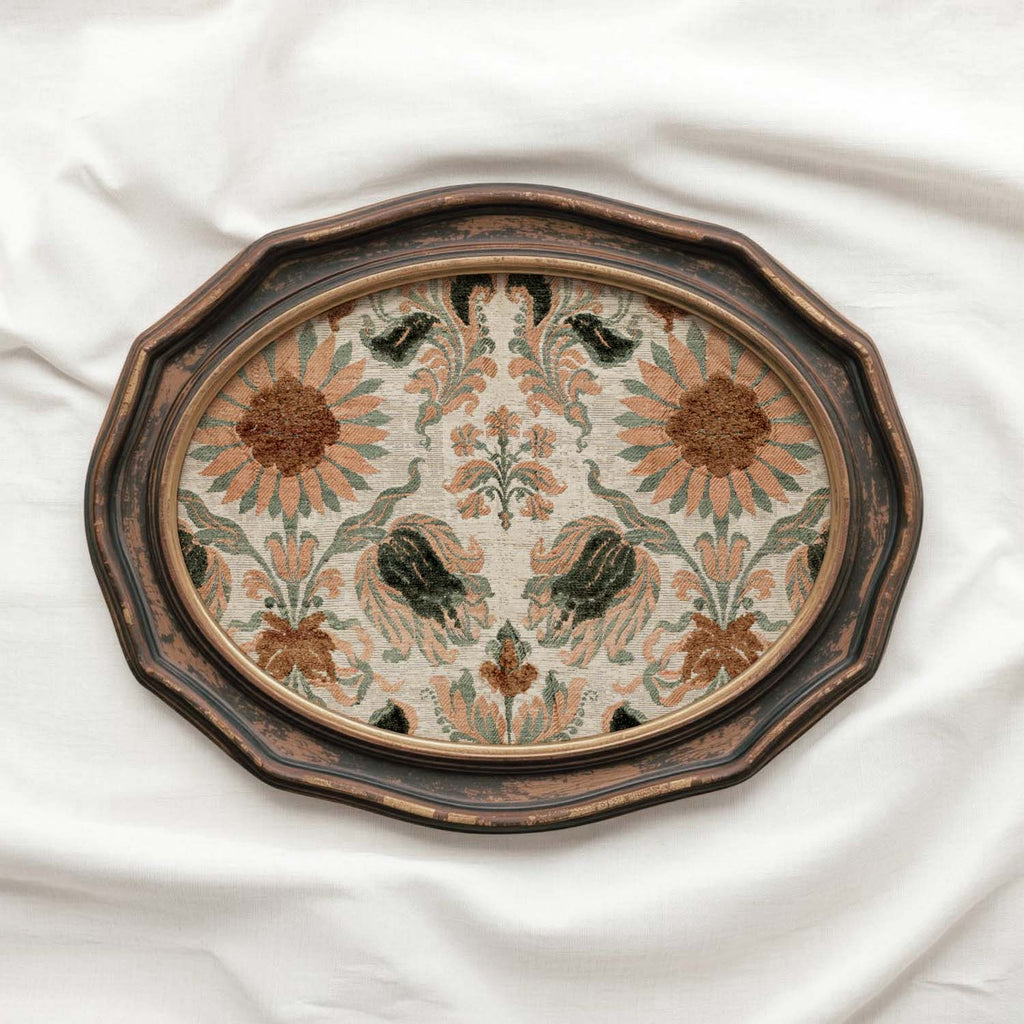 Antique Mediterranean Floral Tapestry Wall Art Printable – Spanish Textile Print (Digital Download)