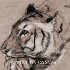 Tiger Portrait Wall Art Printable | Antique Pencil Sketch Wildlife Print