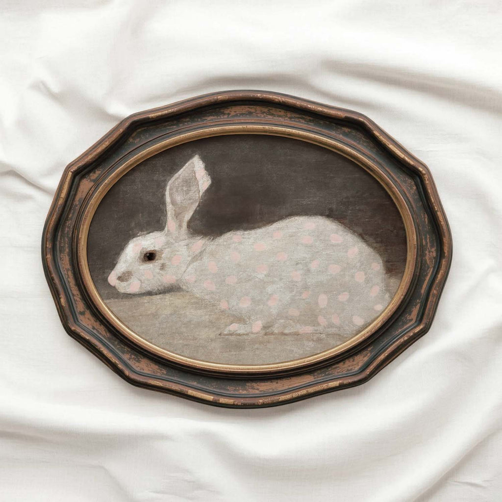 Vintage Bunny Rabbit Nursery Printable Wall Art (Digital Download) — Soft Pink Spotted Farmhouse Decor