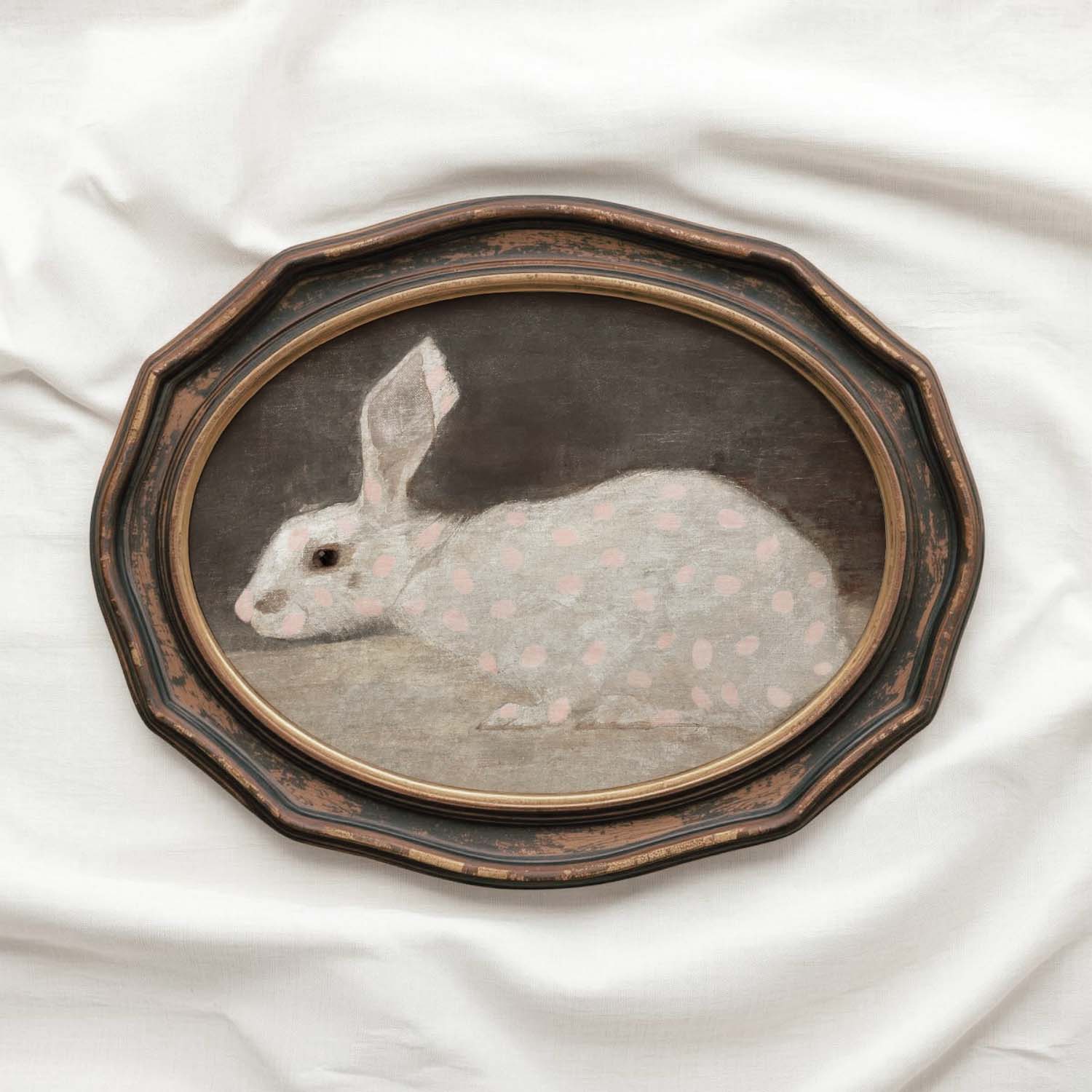 Vintage Bunny Rabbit Nursery Printable Wall Art (Digital Download) — Soft Pink Spotted Farmhouse Decor
