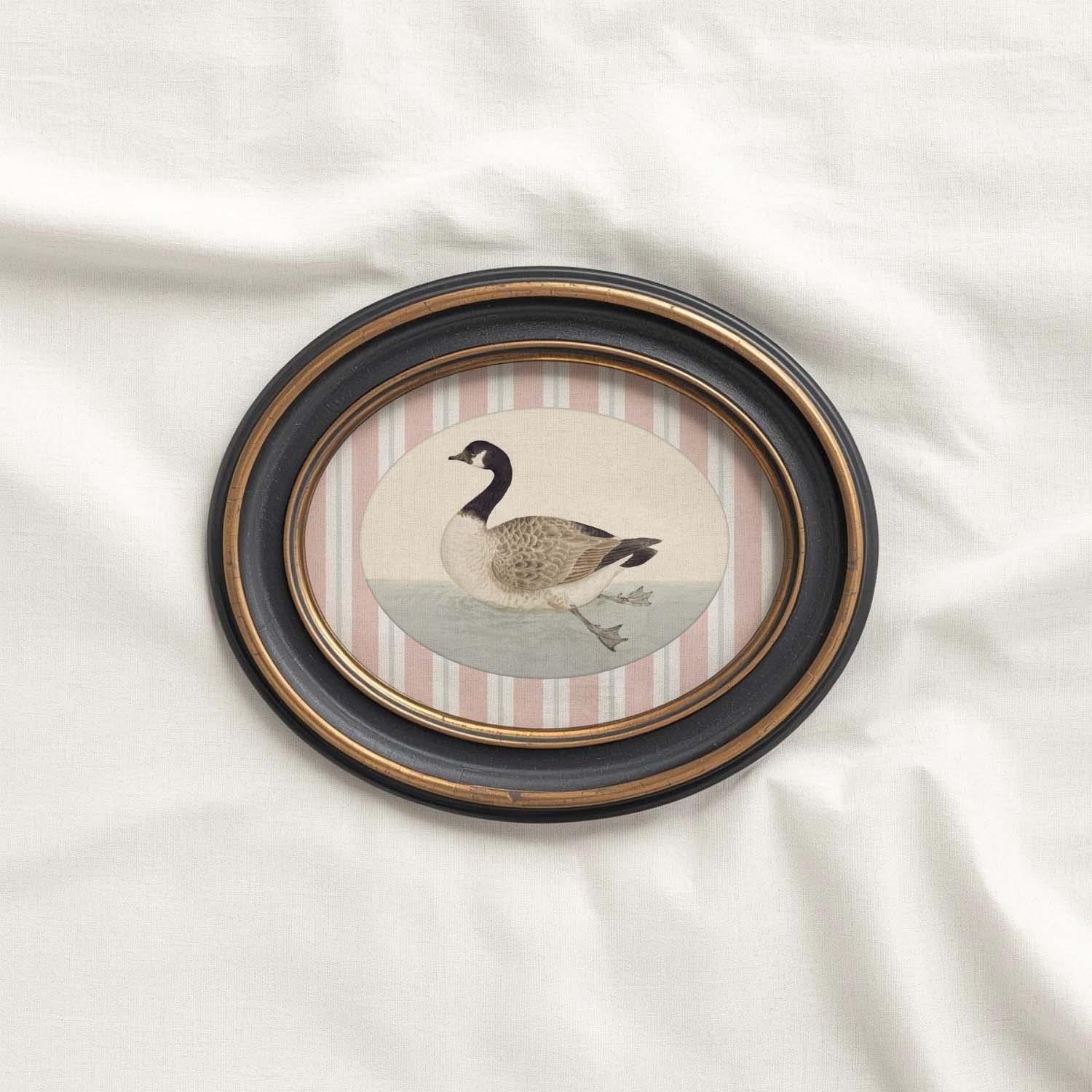 Goose Nursery Wall Art Printable (Digital Download) — Blush Pink Striped Storybook Bird Decor
