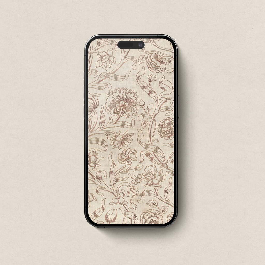Taupe Floral Tapestry 4-Device Wallpaper Bundle – Vintage Boho Cottagecore (Digital Download)