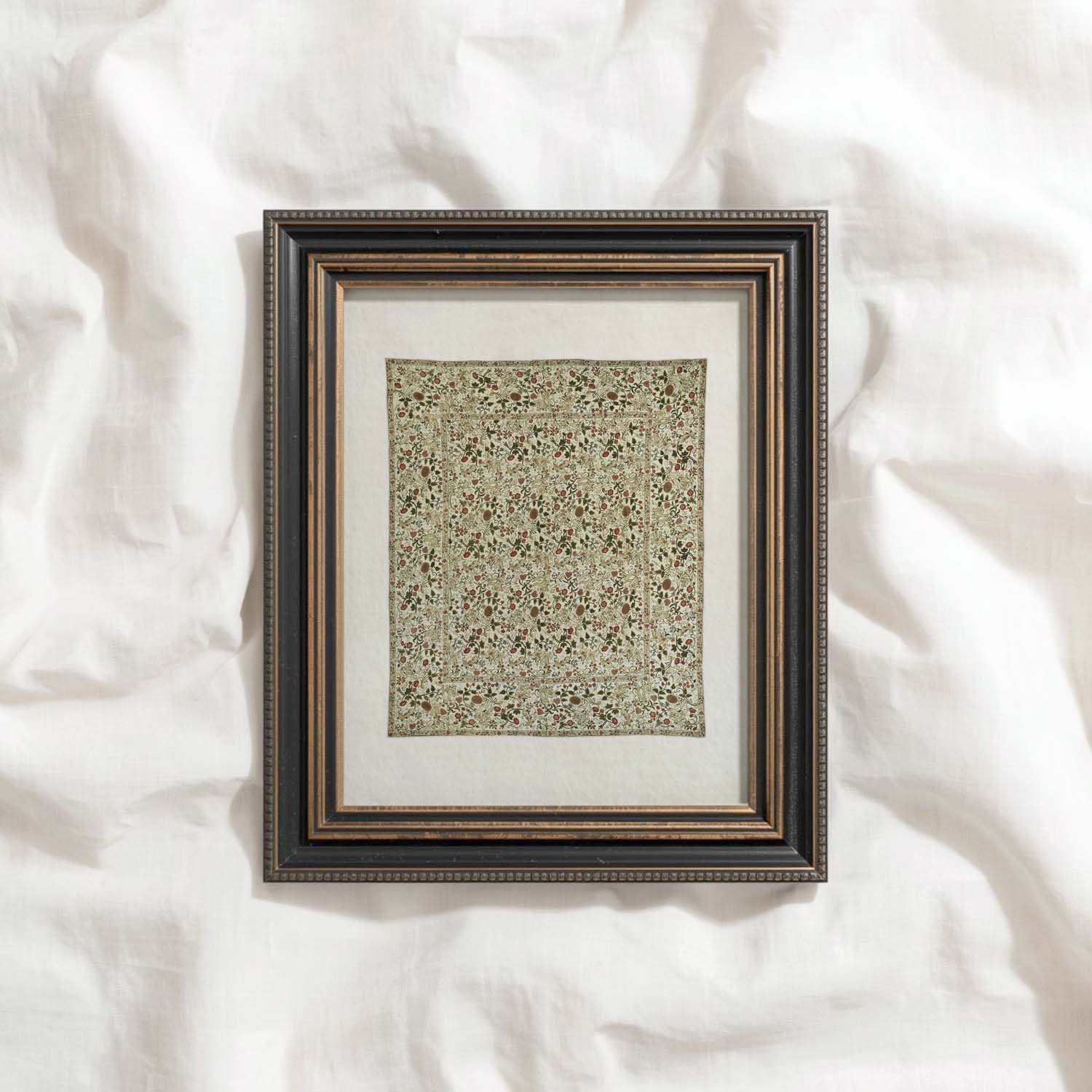 Vintage Floral Rug Wall Art Printable – Antique Textile Pattern Print (Digital Download)
