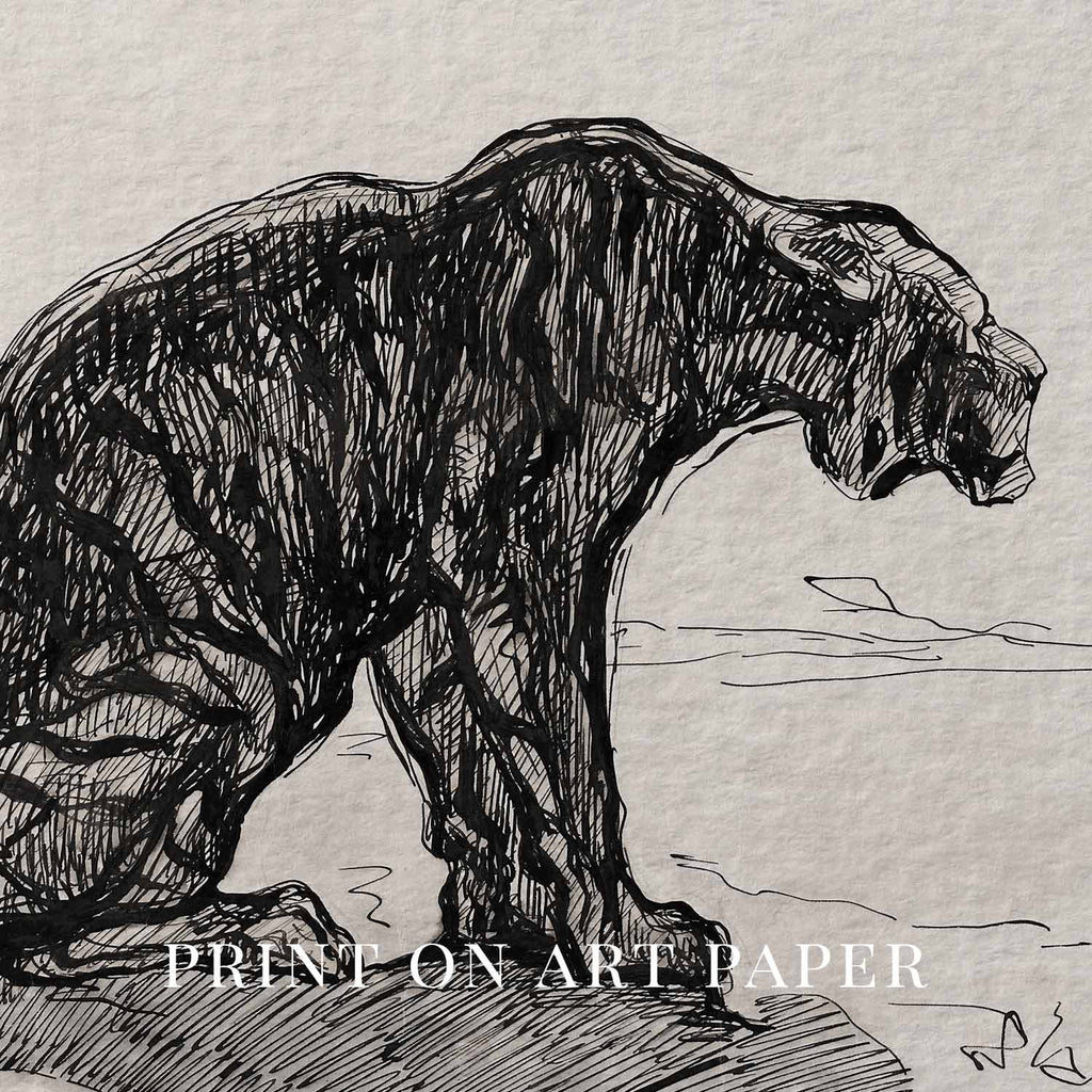Antique Tiger Wall Art Printable | Moody Ink Sketch Animal Illustration