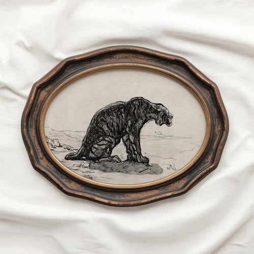 Antique Tiger Wall Art Printable | Moody Ink Sketch Animal Illustration