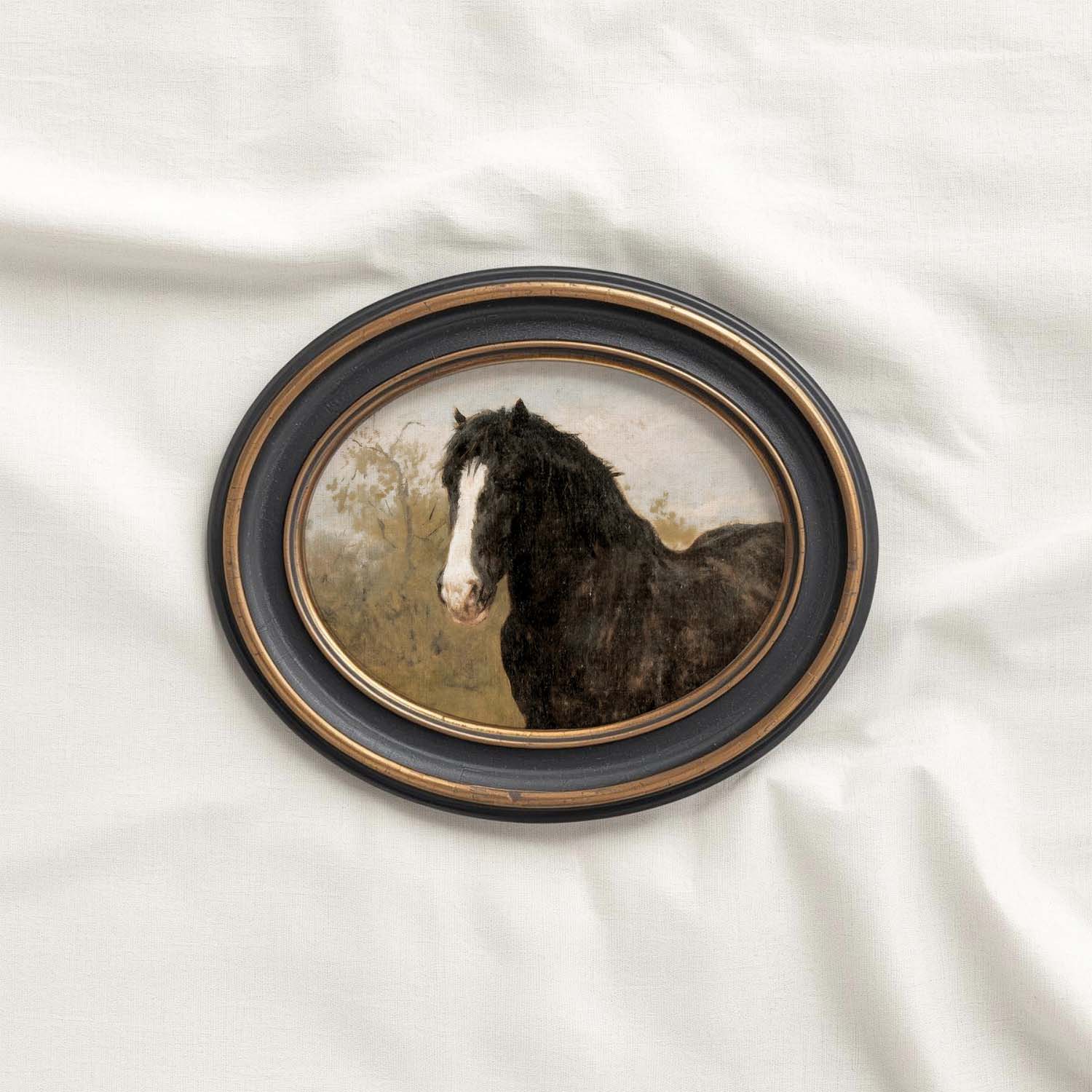 Vintage Wild Horses Wall Art Printable (Muted Western Mustang Painting)