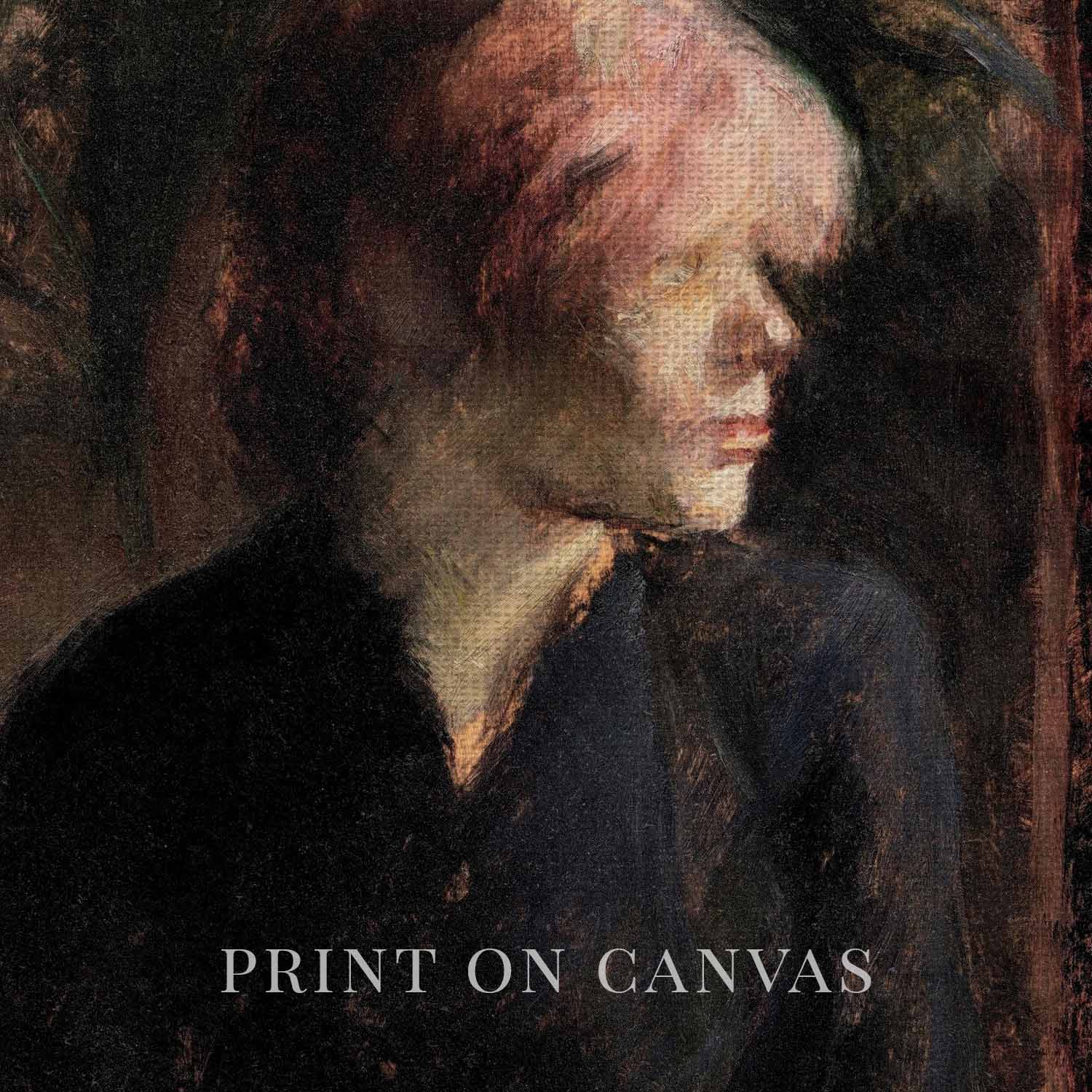 Vintage Woman Portrait Wall Art Printable – Moody Pink Hair Aesthetic Print