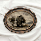 Moody Black Watercolor Tree Printable Wall Art | Vintage Monochrome Landscape