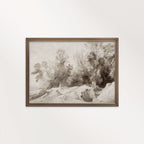 Muted Brown European Landscape Wall Art Printable – Neutral Woodland Forest Print