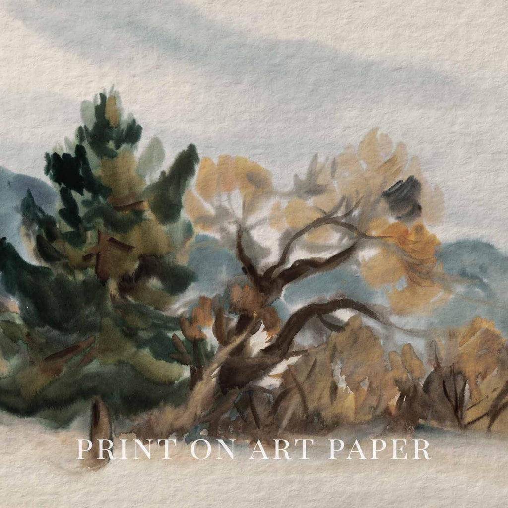 Vintage Autumn Muted Landscape Printable Wall Art