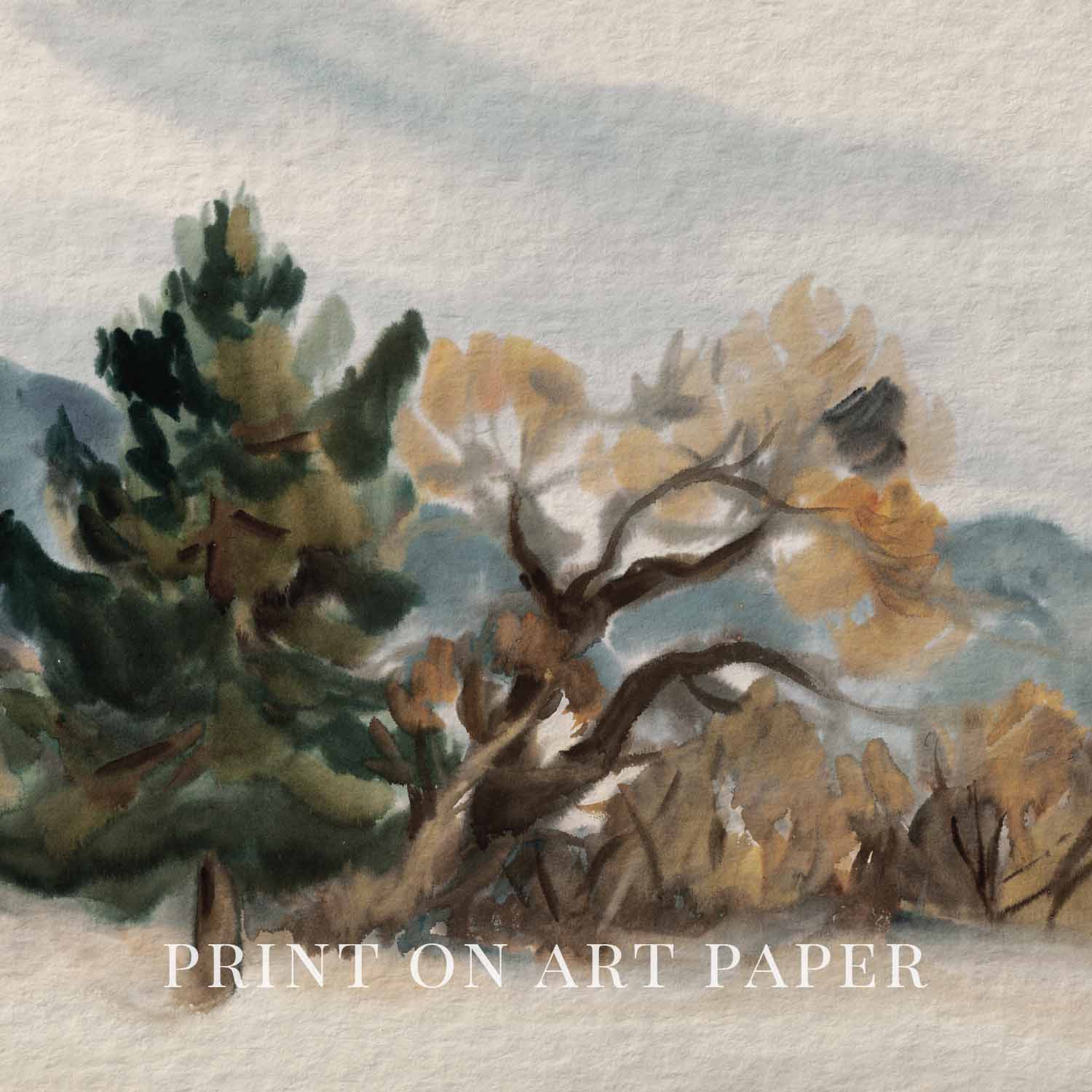 Vintage Autumn Muted Landscape Printable Wall Art