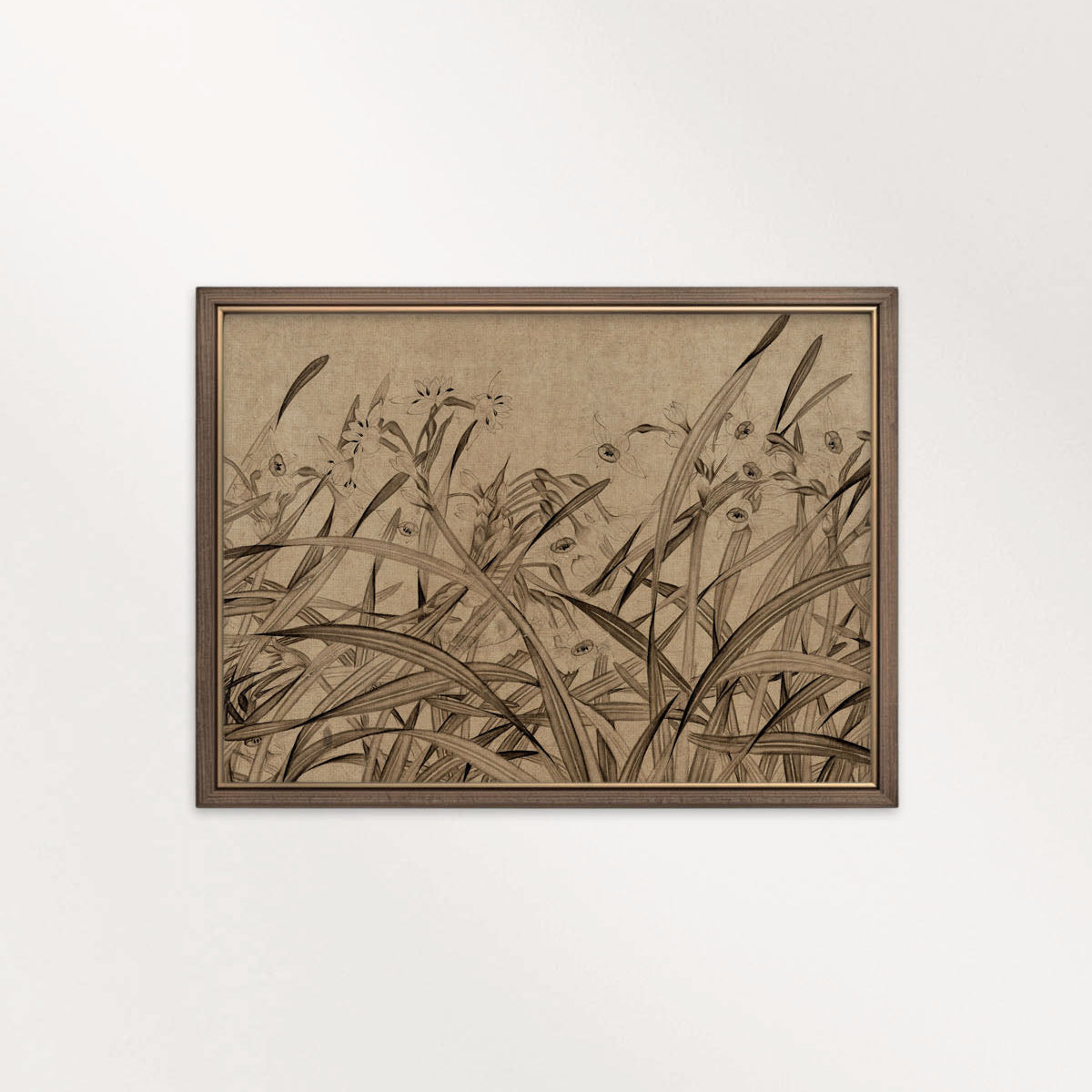 Antique Autumn Wildflower Wall Art Printable – Mid Century Neutral Beige Botanical Print