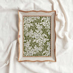 Green and white baby's breath floral print with vintage botanical wall art