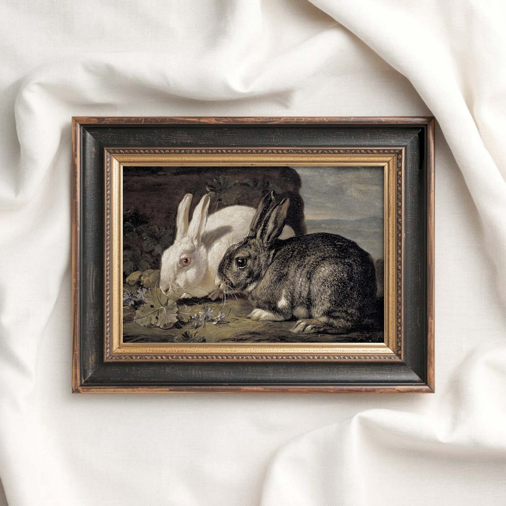 Baroque Rabbit Wall Art Print (Antique Dark Romantic Woodland Landscape)