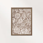 Vintage Botanical Textile Wall Art Printable – Neutral Beige Floral Print (Digital Download)