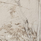 Minimal Landscape Wall Art Printable | Vintage Neutral Pencil Sketch