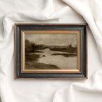 Neutral Minimal Landscape Wall Art Printable – Moody Brown Vintage Landscape Print
