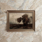 Black and beige minimalist countryside wall print featuring subtle horizon line and calm vintage-inspired aesthetic.