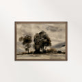 Moody Black Watercolor Tree Printable Wall Art | Vintage Monochrome Landscape