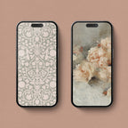 Botanical aesthetic iPhone wallpaper featuring delicate vintage flowers and branches in soft muted tones