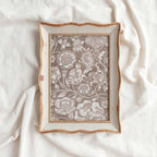 Vintage Botanical Textile Wall Art Printable – Neutral Beige Floral Print (Digital Download)