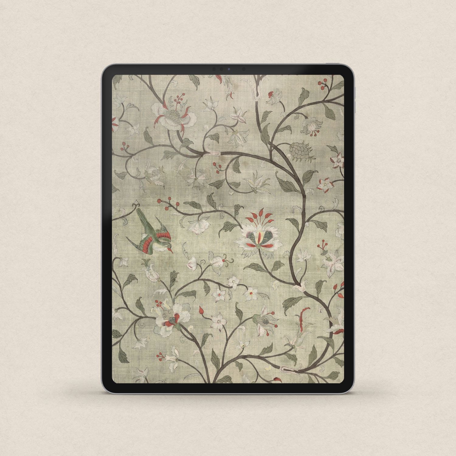 Cottagecore Botanical Tapestry Wallpaper Set – Vintage Bird Floral iPhone & iPad Bundle (Digital Download)