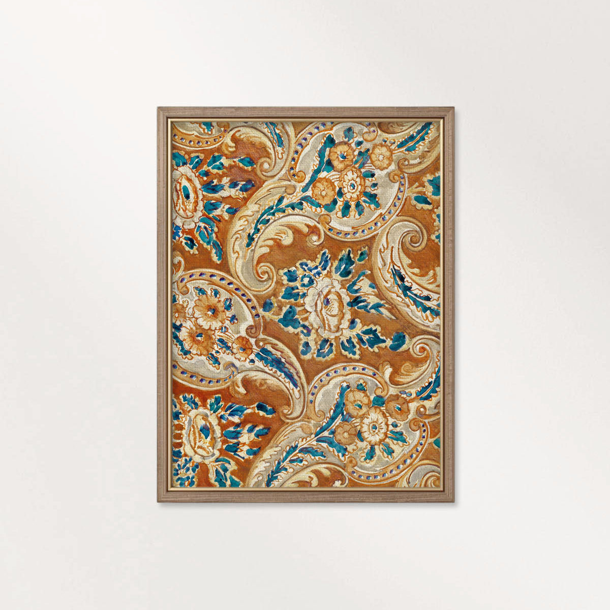 Burnt Orange Paisley Wall Art Printable – Vintage Autumn Textile Print (Digital Download)