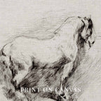 Horse on Hillside Wall Art Printable | Antique Equestrian Pencil Sketch