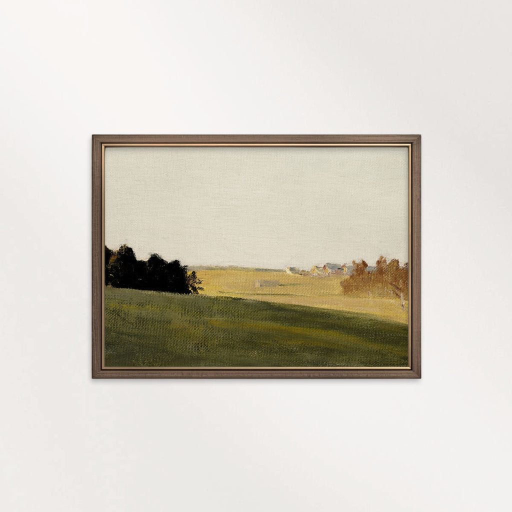 Muted Ochre Countryside Landscape Printable Wall Art | Warm Rustic Farmhouse Print