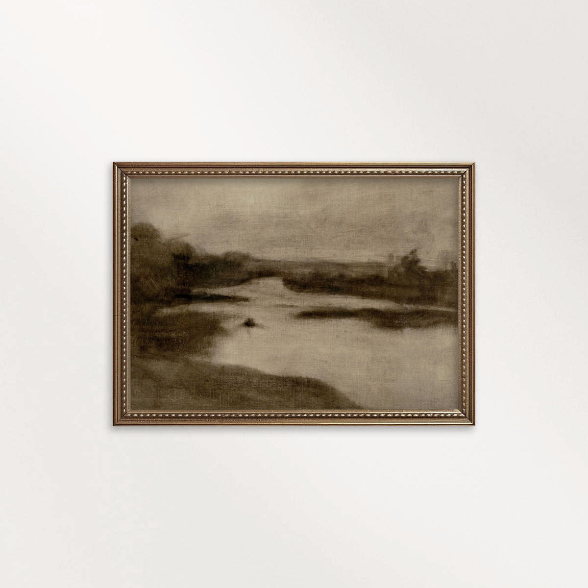 Neutral Minimal Landscape Wall Art Printable – Moody Brown Vintage Landscape Print