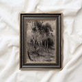 Charcoal Birch Tree Wall Art Printable | Minimal Black Forest Sketch Print