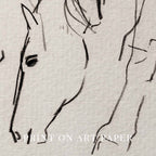 Minimal Horses Wall Art Printable | Charcoal Grazing Horse Sketch Print