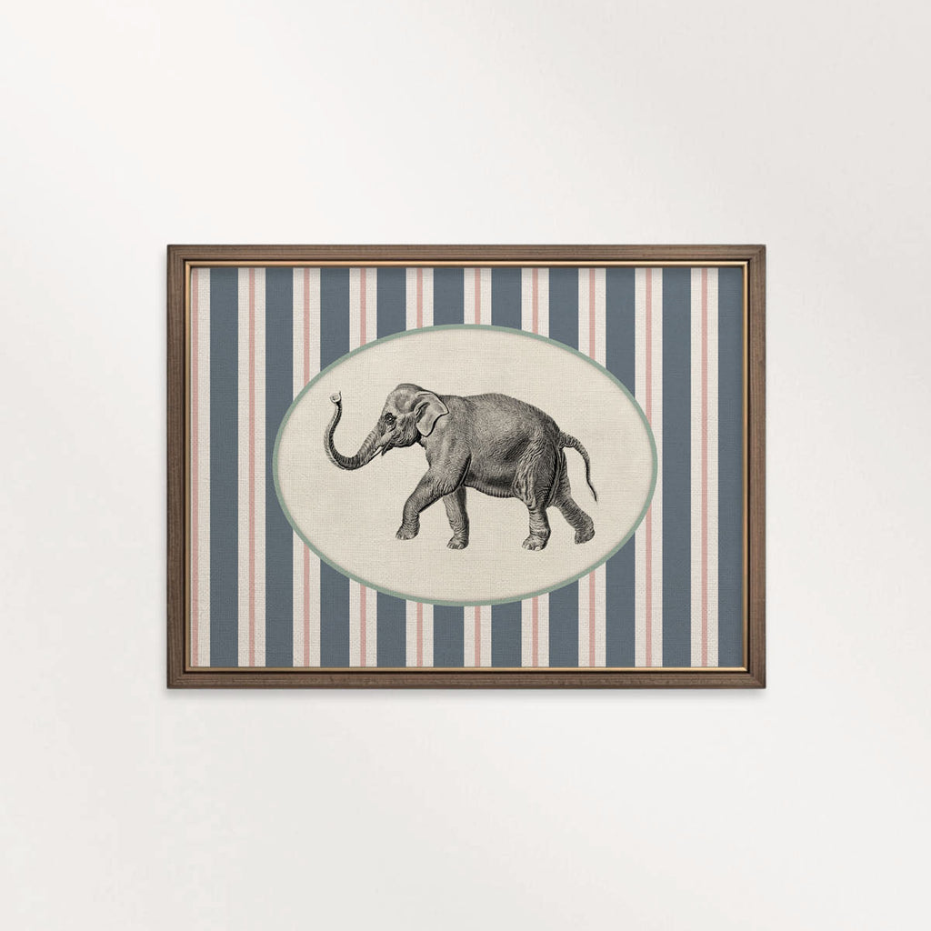 Circus Elephant Nursery Wall Art Printable (Digital Download) — Striped Carnival Storybook Decor