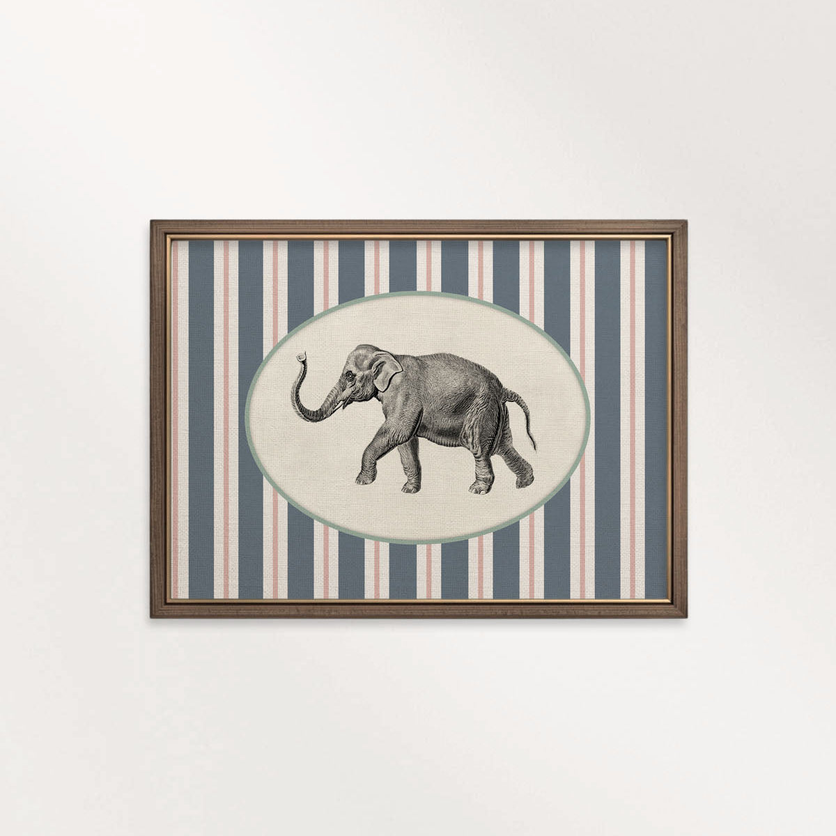 Circus Elephant Nursery Wall Art Printable (Digital Download) — Striped Carnival Storybook Decor