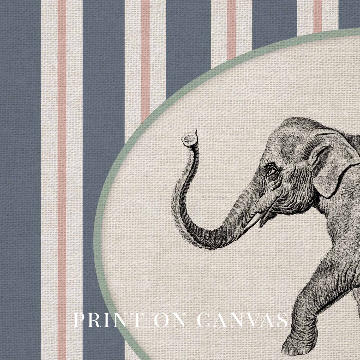 Circus Elephant Nursery Wall Art Printable (Digital Download) — Striped Carnival Storybook Decor