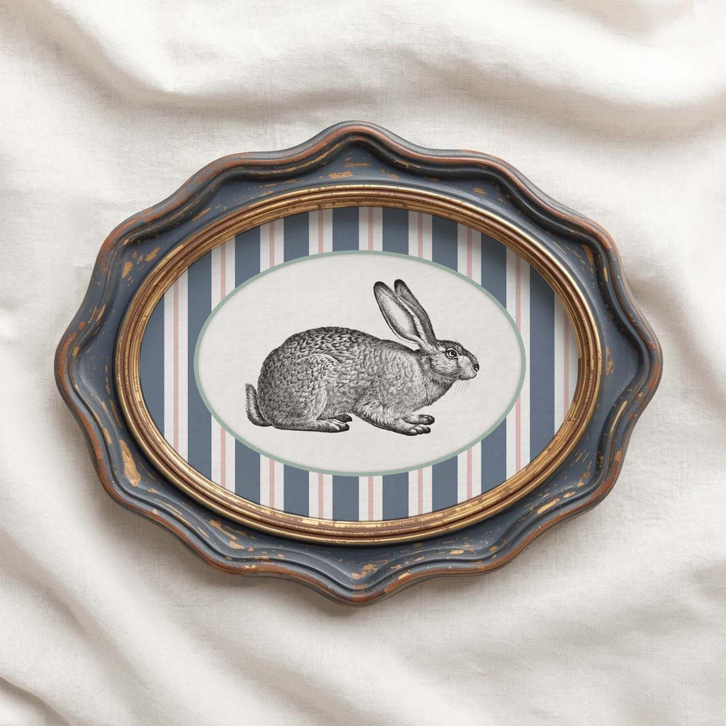 Vintage circus rabbit print with storybook design for nursery wall art