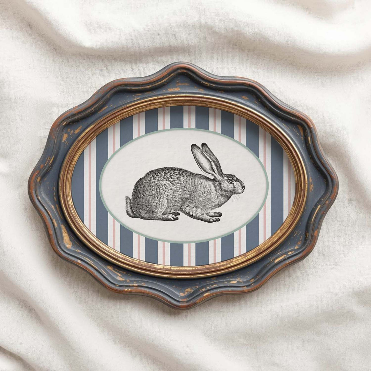 Vintage circus rabbit print with storybook design for nursery wall art